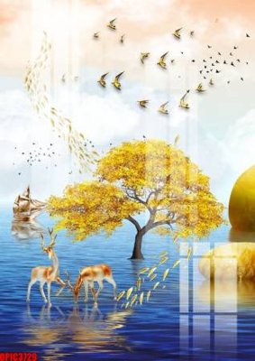 File gốc file tranh bộ decor in treo tường tráng gương OPIC3729 (in 3D) nghệ thuật