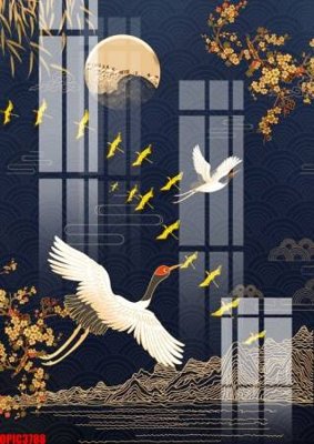 File tranh file tranh bộ decor in treo tường tráng gương OPIC3788 (bản gốc) in lụa 3D