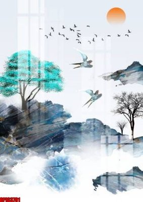 File gốc file tranh bộ decor in treo tường tráng gương OPIC3791 (in lụa) cao cấp