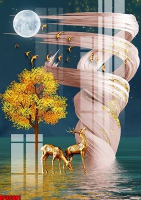 File tranh trang trí file tranh bộ decor in treo tường tráng gương OPIC3801 (tải file gốc)