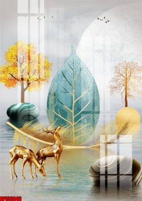 Cung cấp file tranh gốc file tranh bộ decor in treo tường tráng gương OPIC3846 độc quyền