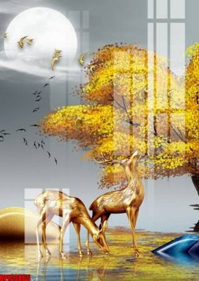 File tranh file tranh bộ decor in treo tường tráng gương OPIC3865 (ảnh gốc) in trần 3D