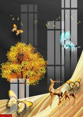 File tranh gốc file tranh bộ decor in treo tường tráng gương OPIC3872 chủ đề hiện đại