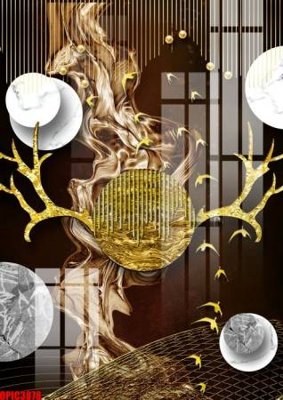 File tranh file tranh bộ decor in treo tường tráng gương OPIC3878 (file gốc) chủ đề phong thủy