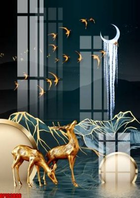 File in trần file tranh bộ decor in treo tường tráng gương OPIC3896 (bản gốc 3D) sống động