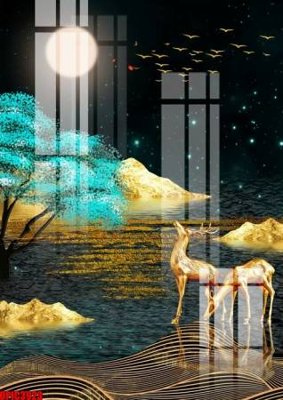 File tranh quảng cáo file tranh bộ decor in treo tường tráng gương OPIC3923 (file gốc) chuyên nghiệp