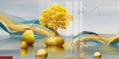 File tranh gốc in trần nhà file tranh bộ decor in treo tường tráng gương OPIC4363 3D