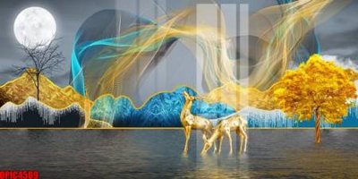 Hình ảnh file gốc in lụa file tranh bộ decor in treo tường tráng gương OPIC4509