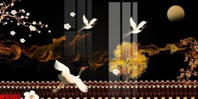 File gốc file tranh bộ decor in treo tường tráng gương OPIC4522 (in lụa) tranh phong thủy