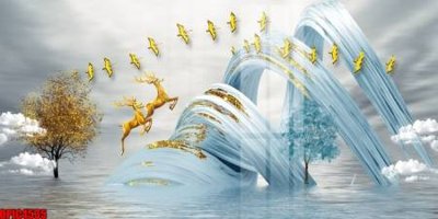 File tranh PSD file tranh bộ decor in treo tường tráng gương OPIC4535 chất lượng cao