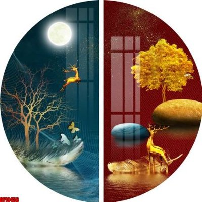 File gốc file tranh bộ decor in treo tường tráng gương OPIC456 (dành cho trang trí nội thất)