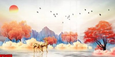 File tranh file tranh bộ decor in treo tường tráng gương OPIC4628 (gốc) chủ đề động vật