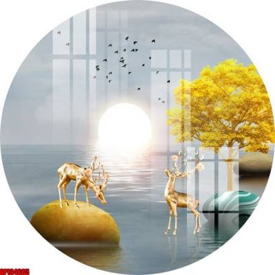 Download file gốc file tranh bộ decor in treo tường tráng gương OPIC4685 (in mica) 3D