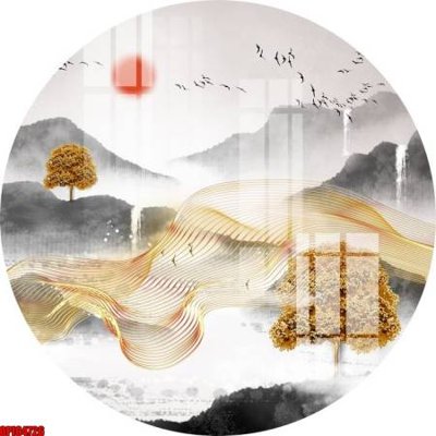 File gốc file tranh bộ decor in treo tường tráng gương OPIC4726 (in lụa) tranh mã đáo