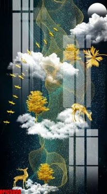 File tranh file tranh bộ decor in treo tường tráng gương OPIC5099 (gốc) chủ đề thiên nhiên