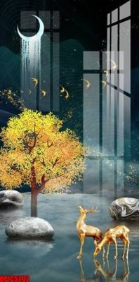 File PSD file tranh bộ decor in treo tường tráng gương OPIC5202 (bản gốc) độ phân giải cao