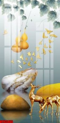 File gốc file tranh bộ decor in treo tường tráng gương OPIC5460 (in lụa) tranh mã đáo