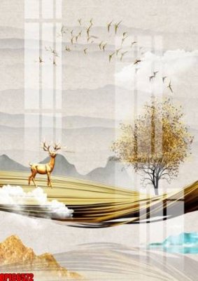 File tranh gốc in trần nhà file tranh bộ decor in treo tường tráng gương OPIC6572 3D