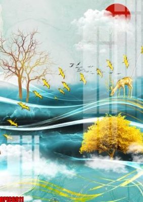 File gốc file tranh bộ decor in treo tường tráng gương OPIC6911 (PNG) không nền chất lượng