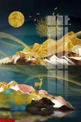 File tranh file tranh bộ decor in treo tường tráng gương OPIC7025 (gốc) chủ đề trừu tượng