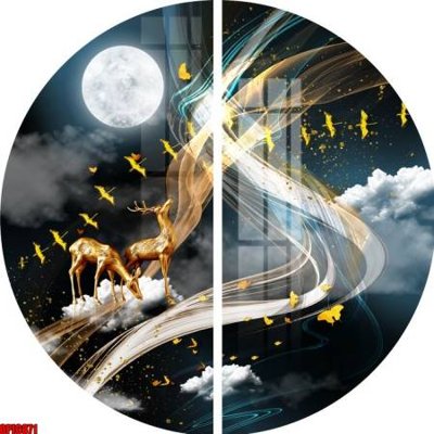 Tải về hình ảnh gốc file tranh bộ decor in treo tường tráng gương OPIC871 sắc nét