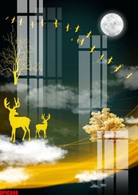 File tranh file tranh bộ decor in treo tường tráng gương OPIC949 (bản gốc) in lụa 3D