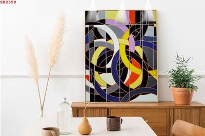 Ảnh gốc File tranh hiện đại Sơn Dầu SD2350 (nét căng) in mica