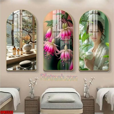 File gốc File tranh vòm spa kiểu mới SPA5533 (in lụa) họa tiết 3D