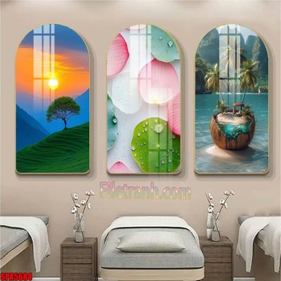 File tranh File tranh vòm spa kiểu mới SPA5684 (gốc) chủ đề thành phố