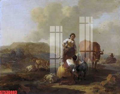 File tranh gốc in trần nhà Tranh sơn dầu phương tây tổng hợp STS30883 3D