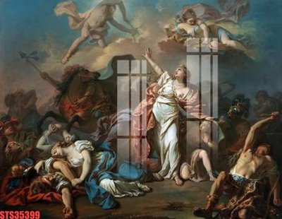 File tranh gốc PSD Tranh sơn dầu phương tây tổng hợp STS35399 còn nguyên layer