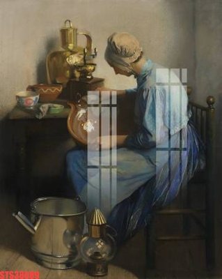 File tranh gốc in trần nhà Tranh sơn dầu phương tây tổng hợp STS38089 3D