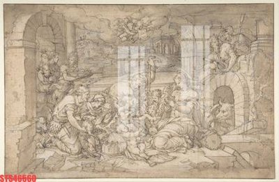 File gốc Tranh sơn dầu phương tây tổng hợp STS46560 (vector) cho in ấn