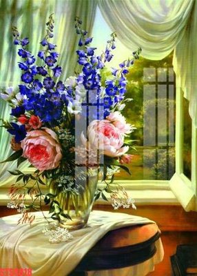 Download file Tranh sơn dầu phương tây tổng hợp STS4818 (gốc) in mica đèn LED