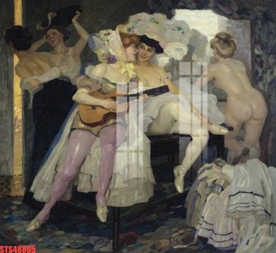 File tranh Tranh sơn dầu phương tây tổng hợp STS48895 (bản gốc) treo quán cafe