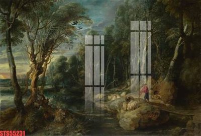 File tranh Tranh sơn dầu phương tây tổng hợp STS55231 (ảnh gốc) in trần nhà