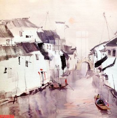 File tranh Tranh sơn dầu phương tây tổng hợp STS78734 (gốc) chủ đề thành phố