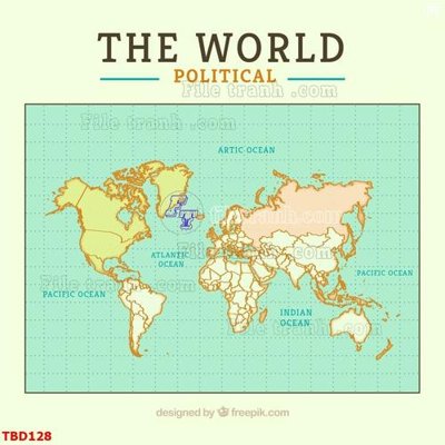 File gốc Tranh bản đồ thế giới TBD128 (in lụa) tranh phong thủy