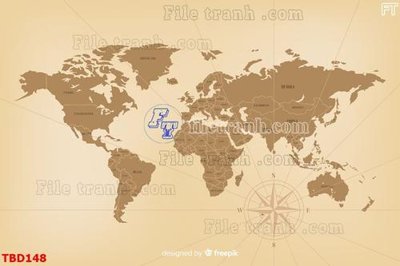 Ảnh gốc file in lụa Tranh bản đồ thế giới TBD148 chi tiết