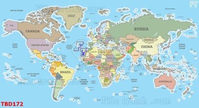 File gốc Tranh bản đồ thế giới TBD172 (cho in UV) siêu nét