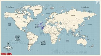 Download file Tranh bản đồ thế giới TBD185 (gốc) in mica đèn LED
