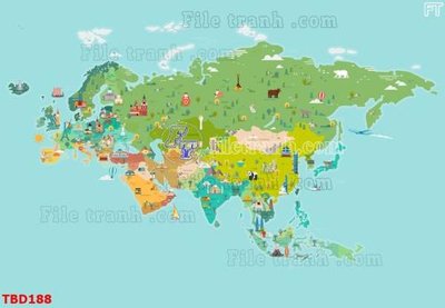 File PSD Tranh bản đồ thế giới TBD188 (gốc) tách lớp chi tiết
