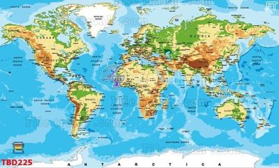File gốc Tranh bản đồ thế giới TBD225 (in lụa) chi tiết cao