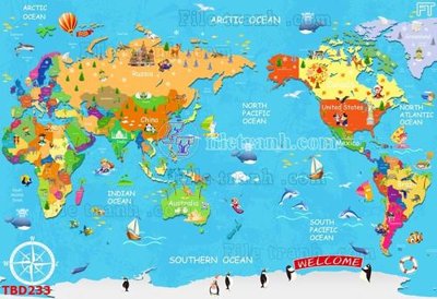 File tranh quảng cáo Tranh bản đồ thế giới TBD233 (file gốc) chuyên nghiệp