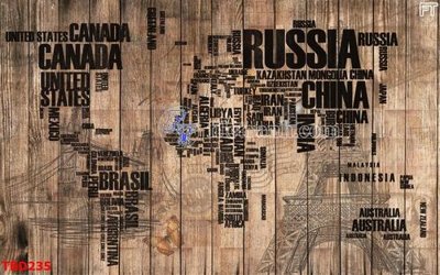 File gốc Tranh bản đồ thế giới TBD235 (in ấn) màu sắc trung thực