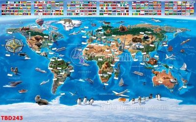 Tải file gốc Tranh bản đồ thế giới TBD243 dùng cho in ấn