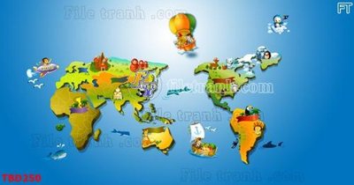 File gốc Tranh bản đồ thế giới TBD250 (cho in UV) siêu nét