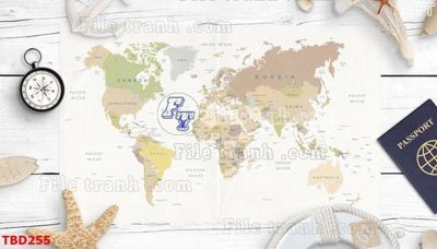 File gốc Tranh bản đồ thế giới TBD255 (in mica) làm quà tặng