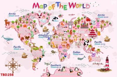 File in mica Tranh bản đồ thế giới TBD256 (bản gốc) siêu trong