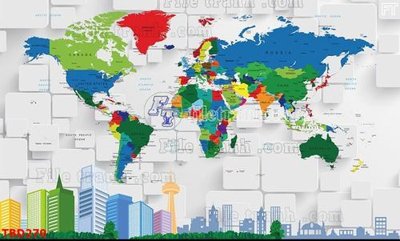 File gốc Tranh bản đồ thế giới TBD270 (dành cho trang trí nội thất)